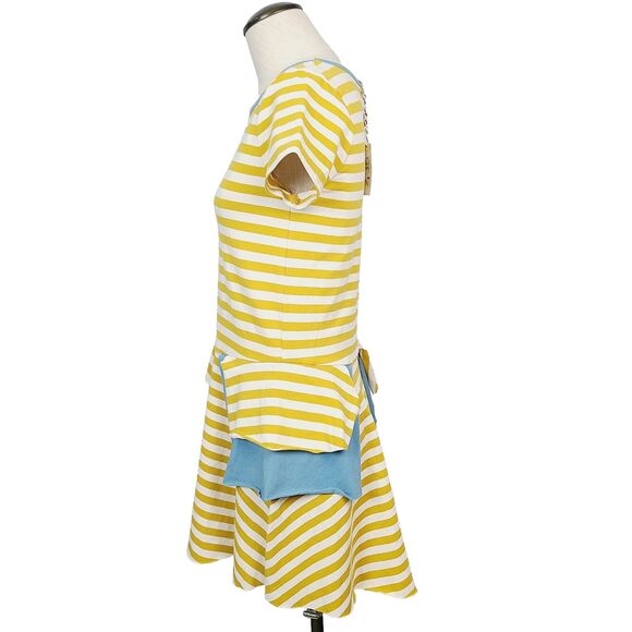 NEW Matilda Jane Sunshiny Days T-Shirt Dress Girls 14 Yellow Striped Knit Tiered - Picture 4 of 13